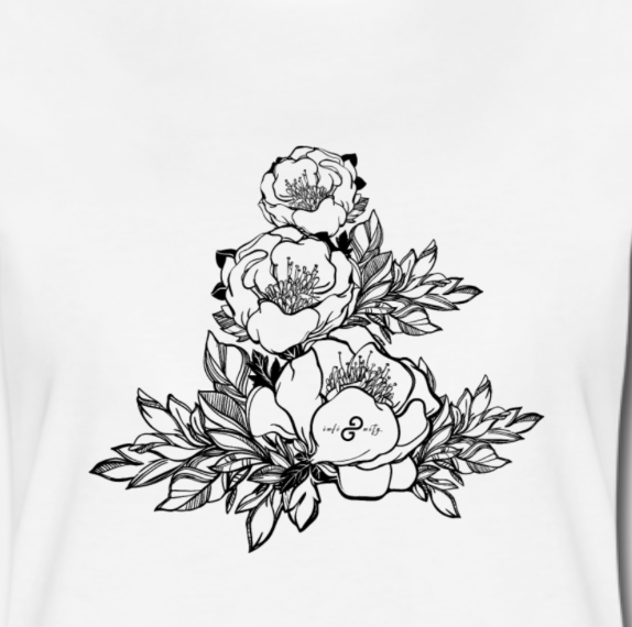 infinityG Frauen Shirt LIMITED EDITION 25 Stück weltweit "FLOWER_Black_N_White"